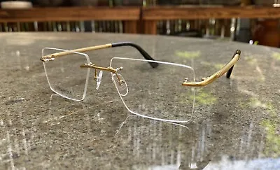 Rimless Titanium Eyeglasses Men's Gold Rectangular Rimless Glasses Frame Glasses • $41.29