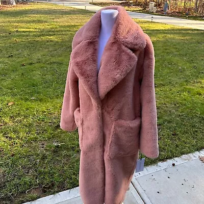 NWT UGG Avaline Long Faux Fur Coat Womens XS Powder Pink (BTCL) 1131537 $328 • $199.99