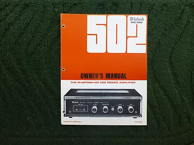 McIntosh MAC 502 Owner's Manual Original • $14.99