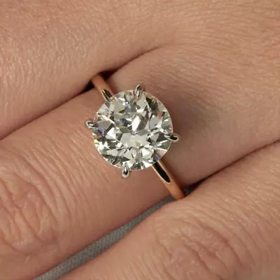 3Ct Round Cut VVS1 Moissanite Solitaire Engagement Ring 14K Two Tone Gold Plated • $116.24