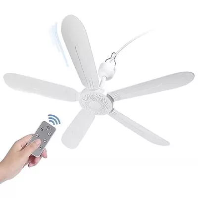 28  Inch Ceiling Fan AC 110V/DC 12V Indoor Outdoor Gazebo Electric Fans For T... • $55.04