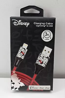 Disney Mickey Mouse Charging Cable To USB 3 Ft Cable IPhone IPad Ipod • $19.99