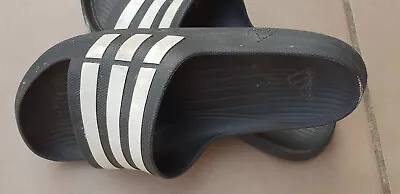 $10 • Buy Adidas Black-And-White Slides Size 9