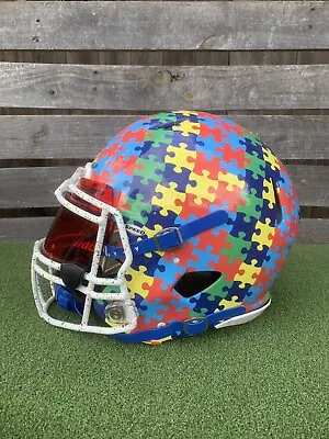 Riddell Speed Autism Pattern Hydro Dipped Full Size Football Helmet • $300