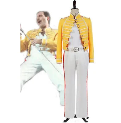 $49.40 • Buy Queen Lead Vocals Freddie Mercury Wembley On Stage Cosplay Costume Yellow Jacket