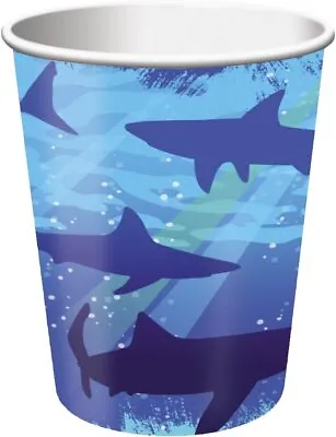 $8.27 • Buy Shark Splash Ocean Sea Animal Birthday Luau Theme Party 9 Oz. Paper Cups