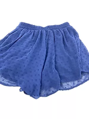 Lucy In The Sky Blue Lace Mesh Blue Shorts Lined Chiffon Made In Los Angeles • $9.98