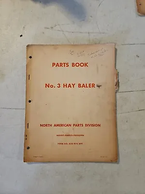 Vintage 1957 MASSEY HARRIS FERGUSON NO. 3 HAY BALER PARTS BOOK  • $11.96