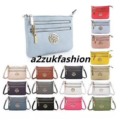 Ladies Designer Casual Across Body Bag Women Zipper Messenger Shoulder Handbag • £11.49