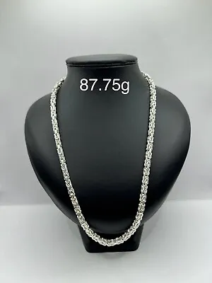 Sterling Silver Unisex Long Byzantine Chain 23.6 Inches 87.75 Grams 5mm Links • £184.99