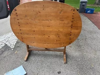 Antique French 6 Pine Seater Kitchen Dining Table • $1240