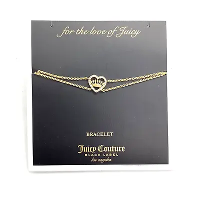 £12.99 • Buy Juicy Couture Black Label Crystal Heart & Gold Crown Bracelet