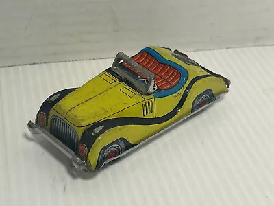 Vintage Alasya Mg Sports Yellow Convertible Tin Toy Car Turk-mali • $9.99