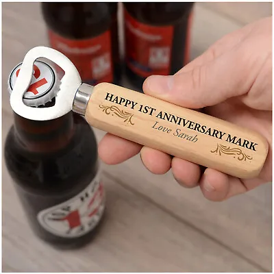 1st Wedding Anniversary Gifts PERSONALISED Husband Boyfriend Him Bottle Opener • £6.95