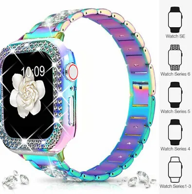 $9.99 • Buy Bling Women Watch Band Wrist Strap /Case For Apple Watch Series 6 5 4 3 2 SE 1