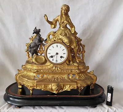 Japy Freres Clock Antique French Gilt Metal Figural 8 Day Japy Freres • $219.99