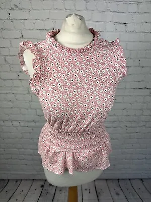 New Look Pink Sleeveless Top Daisy Pattern Womens Size 10 (BA09) • £10.49