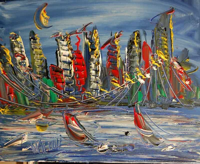 LANDSCAPE CITY  BY Mark Kazav  Abstract Modern CANVAS Original Oil Painting  EbR • $99