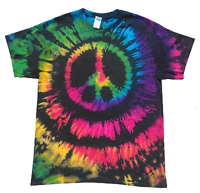 T Shirt Tie Dye All Sizes  C.N.D Peace Multi Colour Hand Crafted In The UK • £16.75