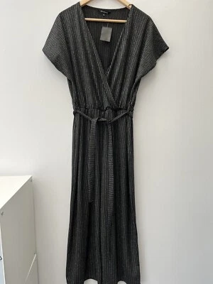£10 • Buy Peacocks Ladies Black Silver Stripe Party Jumpsuit Size 14