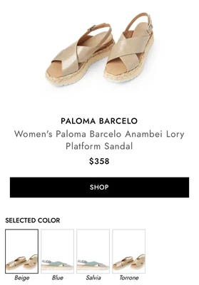 $169 • Buy NEW Sold Out Paloma Barcelo Beige Leather Anambei Lory Sandals US 6/EU 36