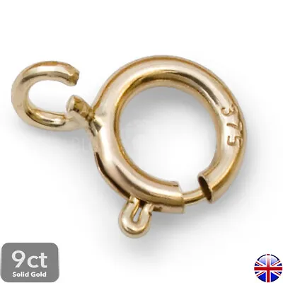 9ct Gold Bolt Ring Clasp 4.5 5 5.5 6mm Open Ring Fastening For Bracelet Necklace • £4.87