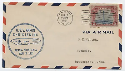 1931 USS Akron Christening Cacheted Cover Akron Ohio [y8633] • $10