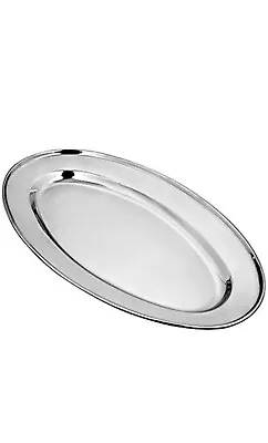 2x Stainless Steel Oval Tray Plate Meat Platter Rice Dish Serving Dish 20cm • £1.99