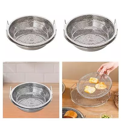 Oil Filter Tray French Fries Holder Stainless Steel Vegetable Drainer With • £15.22