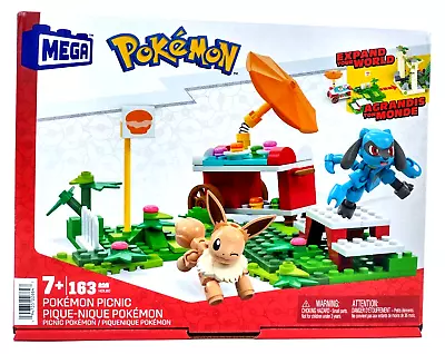 Pokemon Picnic Eevee Riolu Mattel Mega Construx HDL80 Building Toy Set 163 Pcs • $29.99