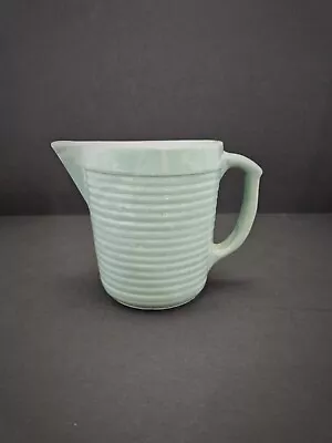 Vintage Small Pitcher Monmouth USA Pottery  Green  Rib Design • $13.49