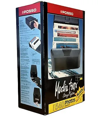 POSSO Media Box BLACK Large - Holds 540 Photos - VHS Floppy Disk Storage System • $36