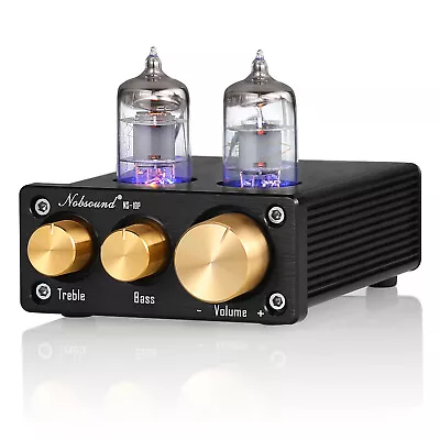 Nobsound Mini Valve Tube Preamp HiFi Stereo Audio Pre-Amplifier Tone Control • £35.59