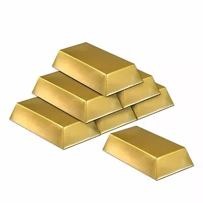 Pack 6 Gold Bar Bullion Plastic Party Decoration • £10.69