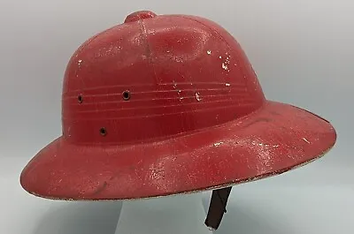 Vtg Red Hard Pith Hat Safari Salacot Sola Topee Sun Helmet Topi Military? • $89