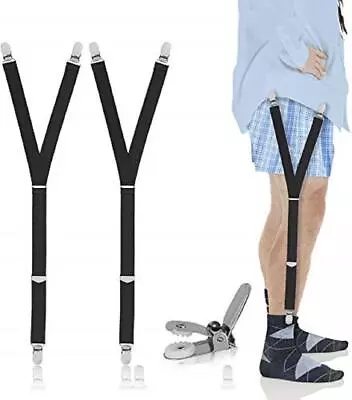 Mens Shirt Stays Military Adjustable Elastic Garter Straps Sock Non-slip Clamps • $30.71