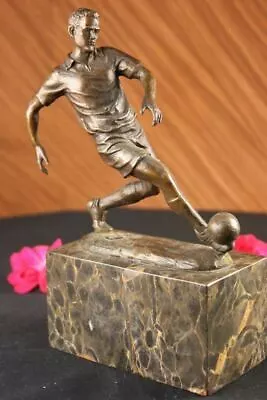 Pure Signed Soccer Player Bronze Bookend Book End Sport Fanatic Sculpture Decor • £191.88
