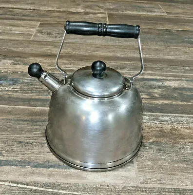 Vintage Chrome & Wood Farberware Stainless Steel Teapot Kettle 2.5 Qt Model 753 • $29.96