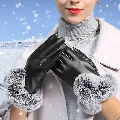 Winter Leather Gloves For WomenFleece Lining Touch Screen Glove Driving Outside • $6.99