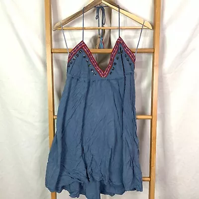 $32.95 • Buy Tigerlily Dress Womens 10 Blue Sequin Sleeveless Backless Summer Boho Mini