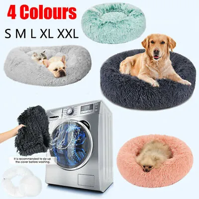 $19.88 • Buy Dog Cat Pet Calming Bed Washable ZIPPER Cover Warm Soft Plush Round Sleeping AU 