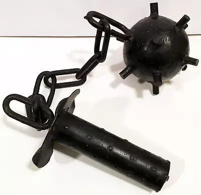 Metal Mace Vintage Heavy Spiked Ball & Chain Flail Korean Morning Star Very Rare • $145