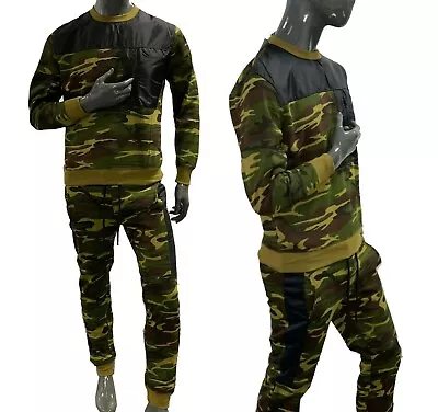 Mens CAMOUFLAGE JOGGING SUIT HOODED TRACKSUIT BOTTOMS Trousers Pants Tops • £15.95