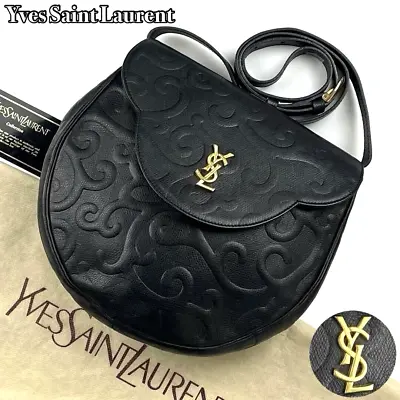 YVES SAINT LAURENT Arabesque Black Shoulder Bag Crossbody Leather YSL With Card • $615