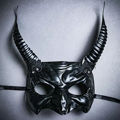 Goblin Devil Long Horn With Lace Halloween Masquerade Mask Party Eyes Mask Black • $18