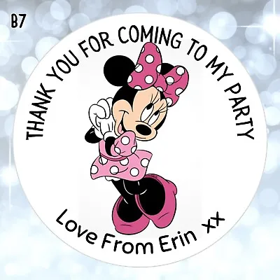 Personalised Birthday Stickers Party Bag Sweet Cone Thank You Minnie Mouse • £2.89