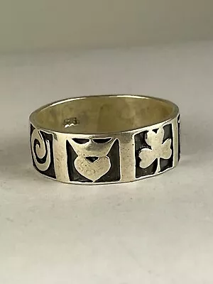 Mens Sterling Silver Celtic Claddagh Shamrock Irish Ireland Band Ring Size 11 • $50