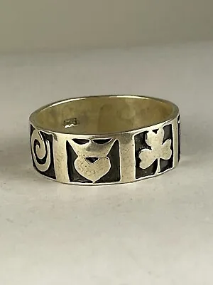 Mens Sterling Silver Celtic Claddagh Shamrock Irish Ireland Band Ring Size 13 • $50