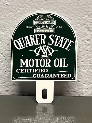 Quaker State Metal Plate Topper Service Gas Oil Garage Motor Sign Pennsylvania • $34.99