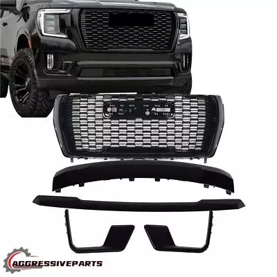 $478.99 • Buy Fits GMC Yukon/XL Denali 21-23 Front Grille Hood Trim Molding Gloss BK Set 5pcs
